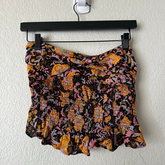 Free People Floral One More Time Tube Top Black Orange Size Small - Picture 2 of 4